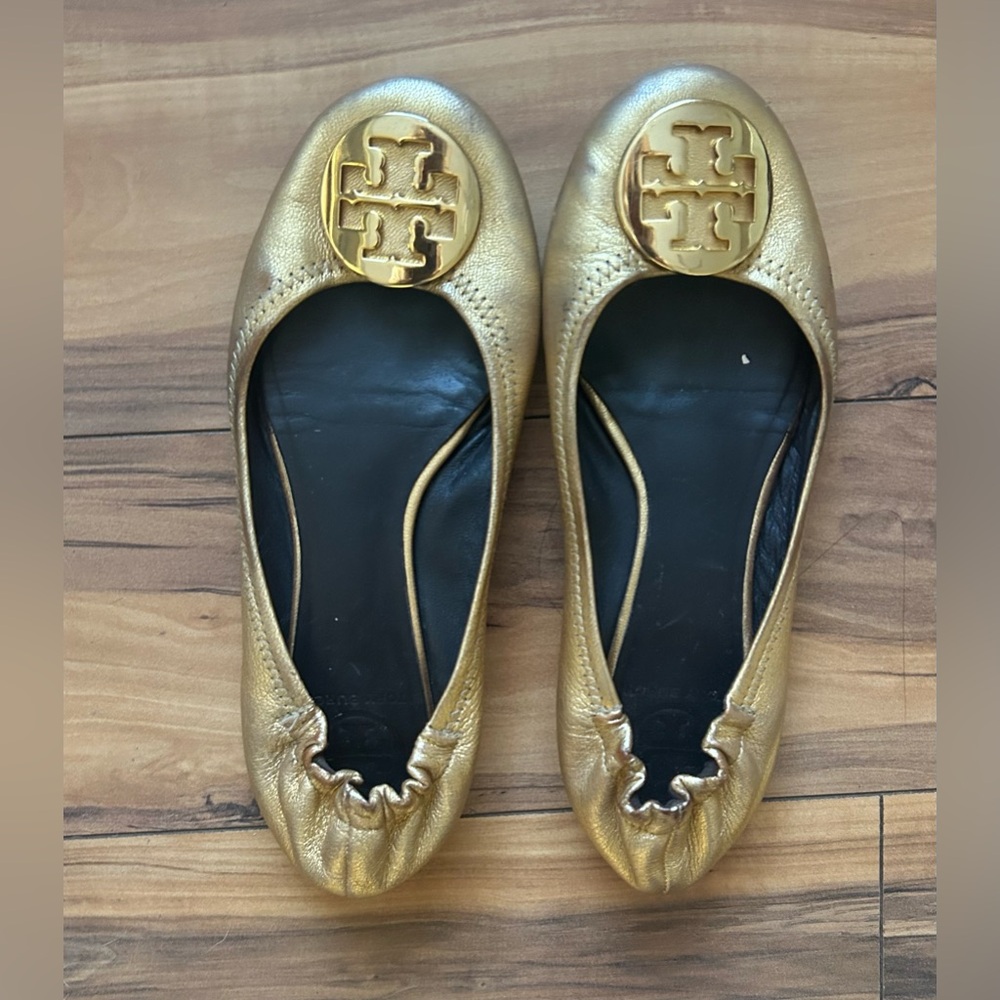 Tory Burch gold color flats size 7 7.5